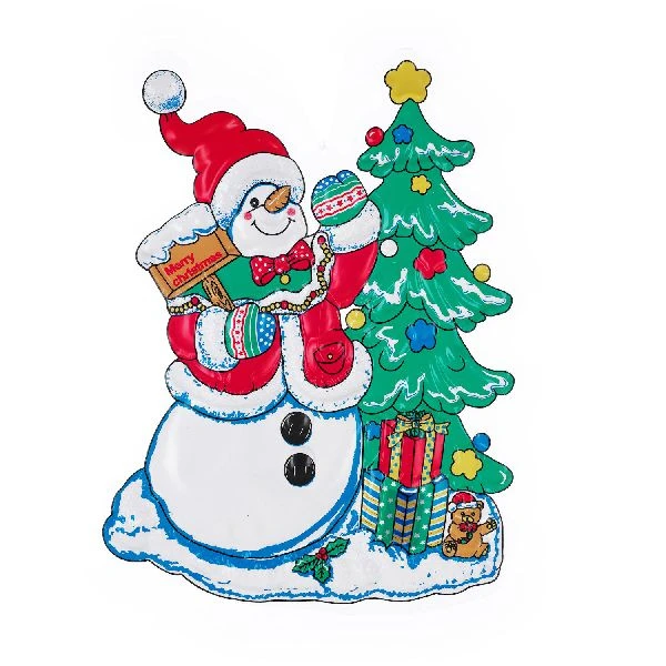 Новогоднее панно "Снеговик с елкой" 61х40см