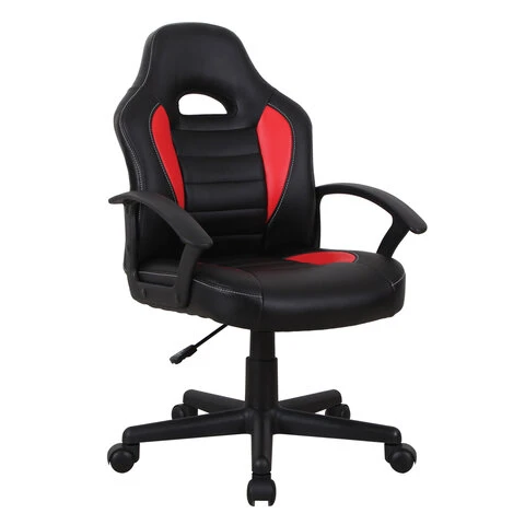 Кресло компьютерное BRABIX "Spark GM-201", экокожа, черное/красное,