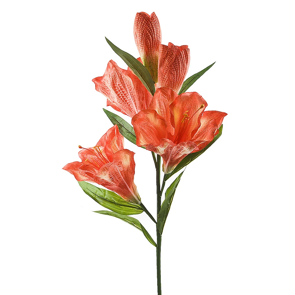 Цветок искусственный (на ножке) "Гиппеаструм оранжевый" h=111см.