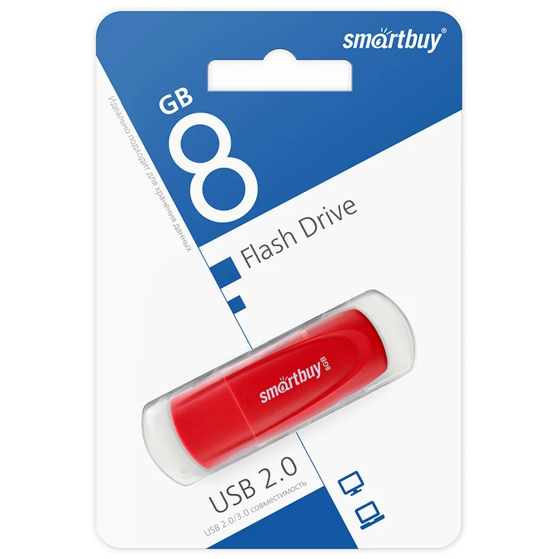 Память Smart Buy "Scout" 8GB, USB 2.0 Flash Drive, красный