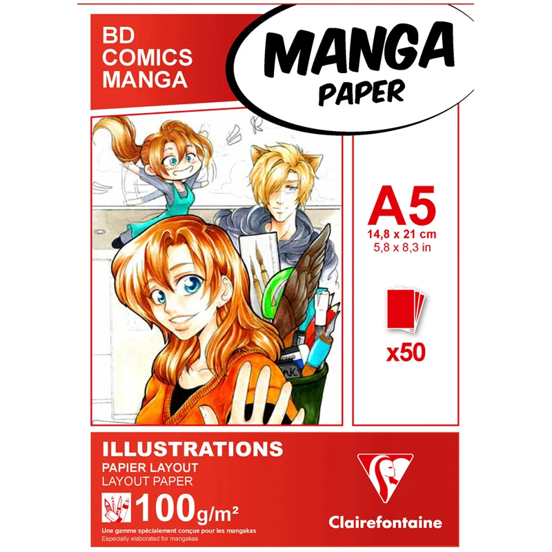 Скетчбук для маркеров 50л. А5, на склейке Clairefontaine "Manga