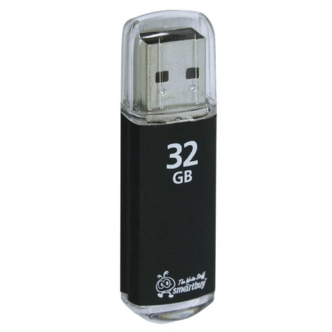 Флэш-диск 32 GB, SMARTBUY V-Cut, USB 2.0, металлический корпус, черный,