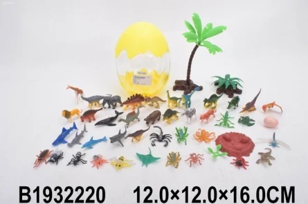 Набор животных "Динозавры - 4", пластик, кор. яйцо (Арт. 1932220)