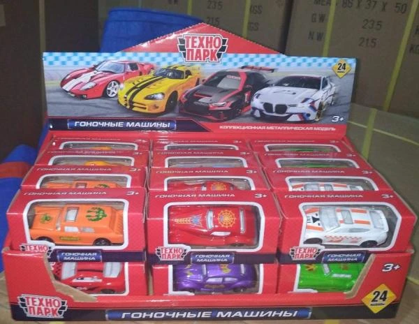 Машина металлическая ГОНОЧНЫЕ МАШИНЫ 7,5 см, в ассорт, кор., дисплей Технопарк
