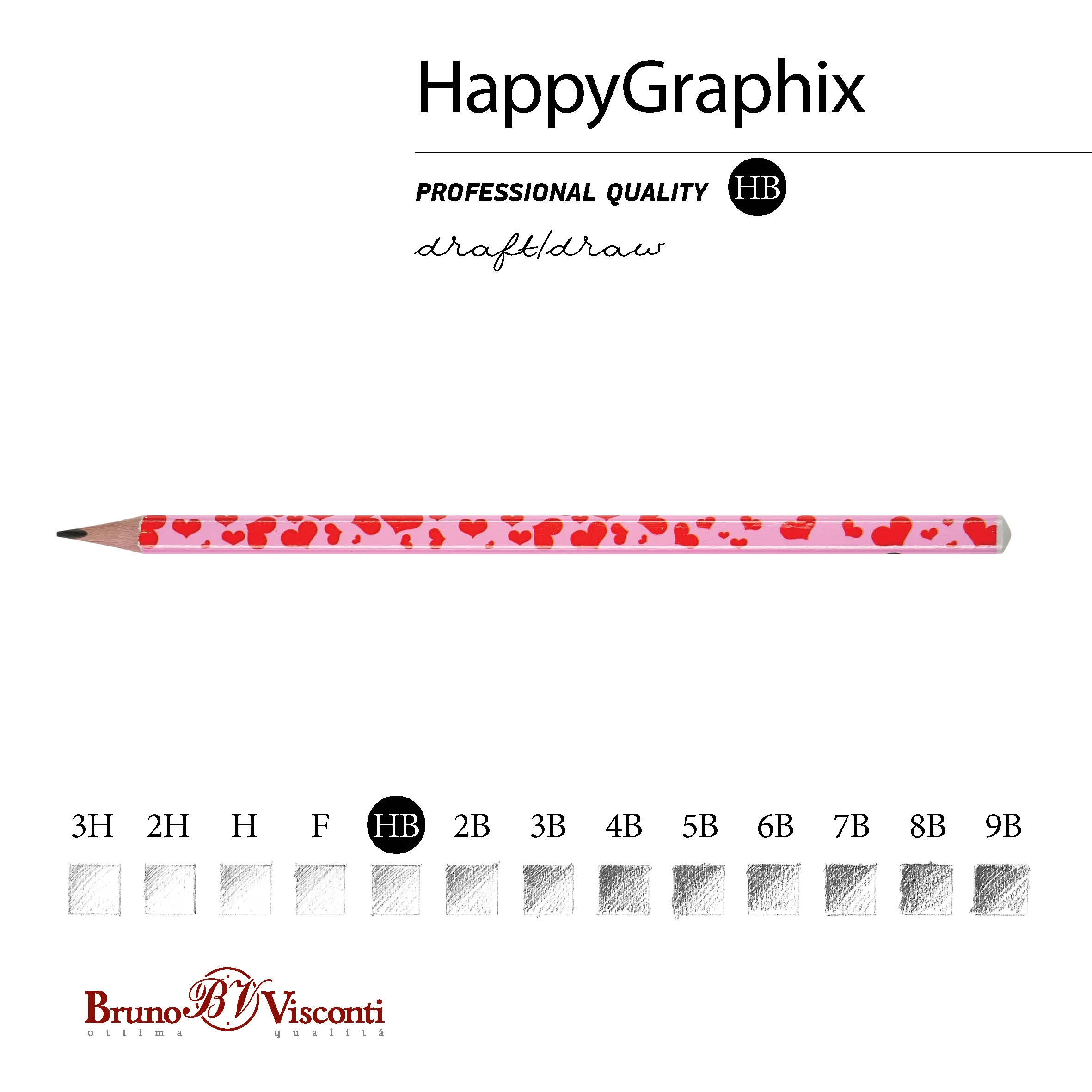 КАРАНДАШ ЧЕРНОГРАФИТОВЫЙ "HappyGraphix" РОЗОВЫЕ СЕРДЦА НВ