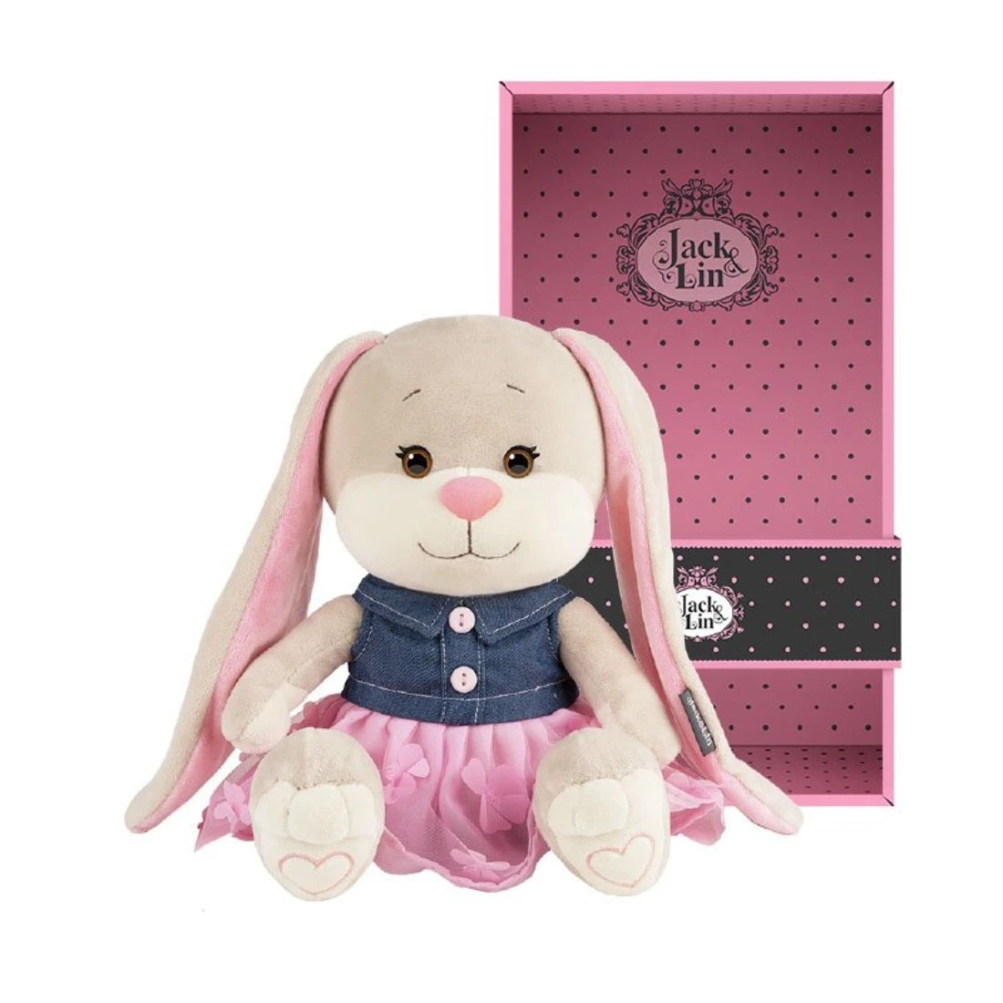 Мягкая Игрушка Зайка в Джинсовом Платье 25 см. Мягкая Игрушка Зайка в Джинсовом Платье 25 см.