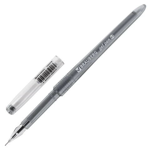 Ручка гелевая BRAUBERG DIAMOND, ЧЕРНАЯ, игольчатый узел 0,5 мм, линия письма