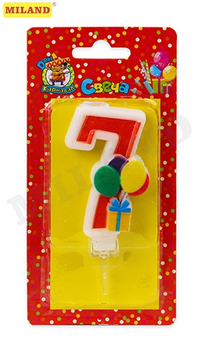 Свеча для торта Весёлый праздник красная Цифра 7 С-5921