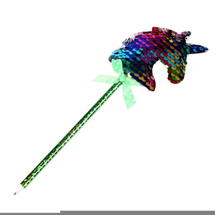 Ручка «Единорог», с пайетками, цвета МИКС