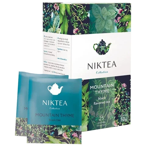 Чай NIKTEA "Mountain Thyme" черный с чабрецом, 25 пакетиков в