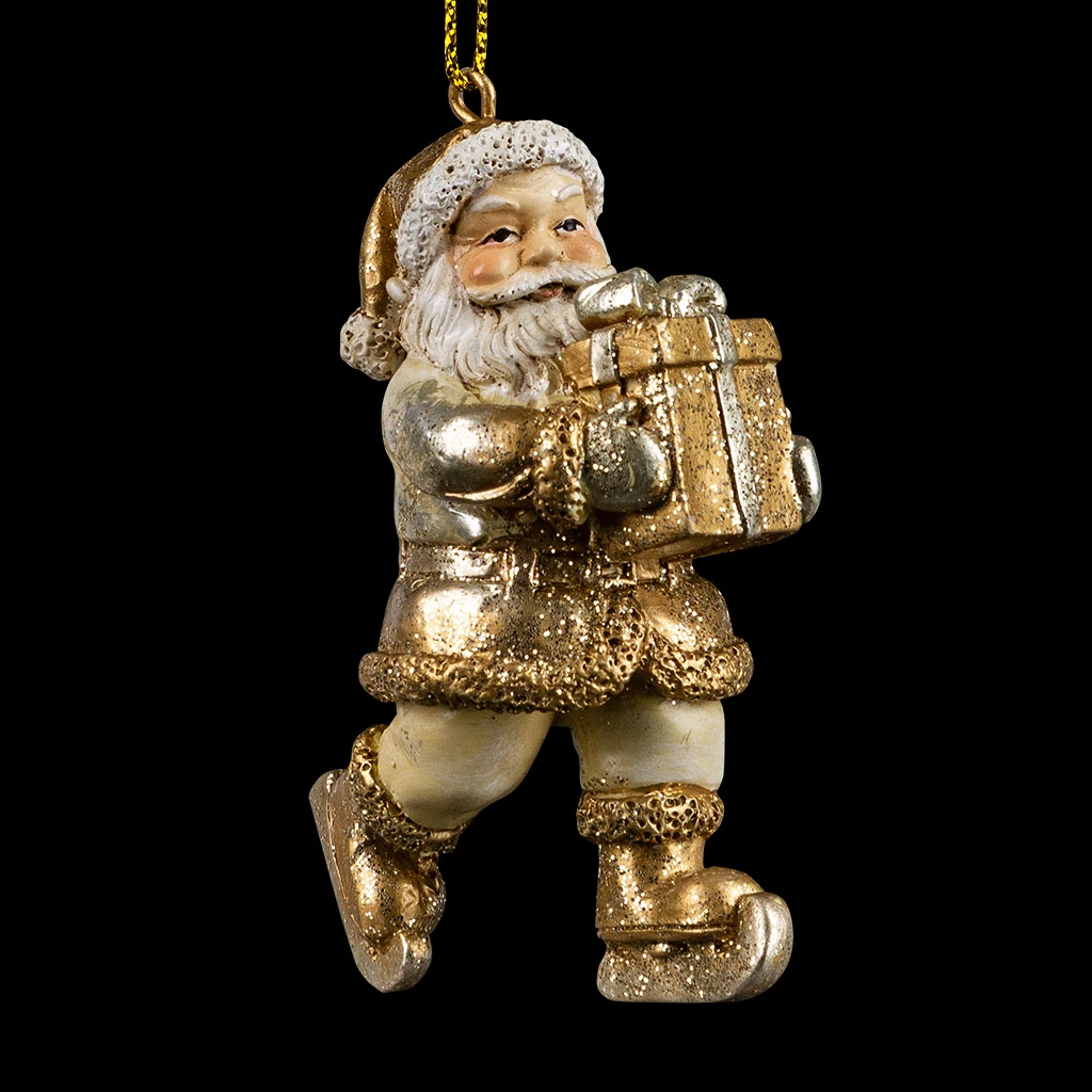 Украшение ErichKrause® Decor Санта с подарком золотой 7.5см