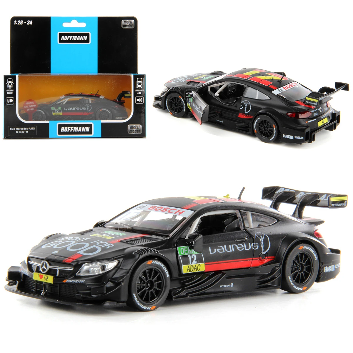 Машина металлическая Mercedes-AMG C 63 DTM 1:32, звук/свет, двери откр., инерция