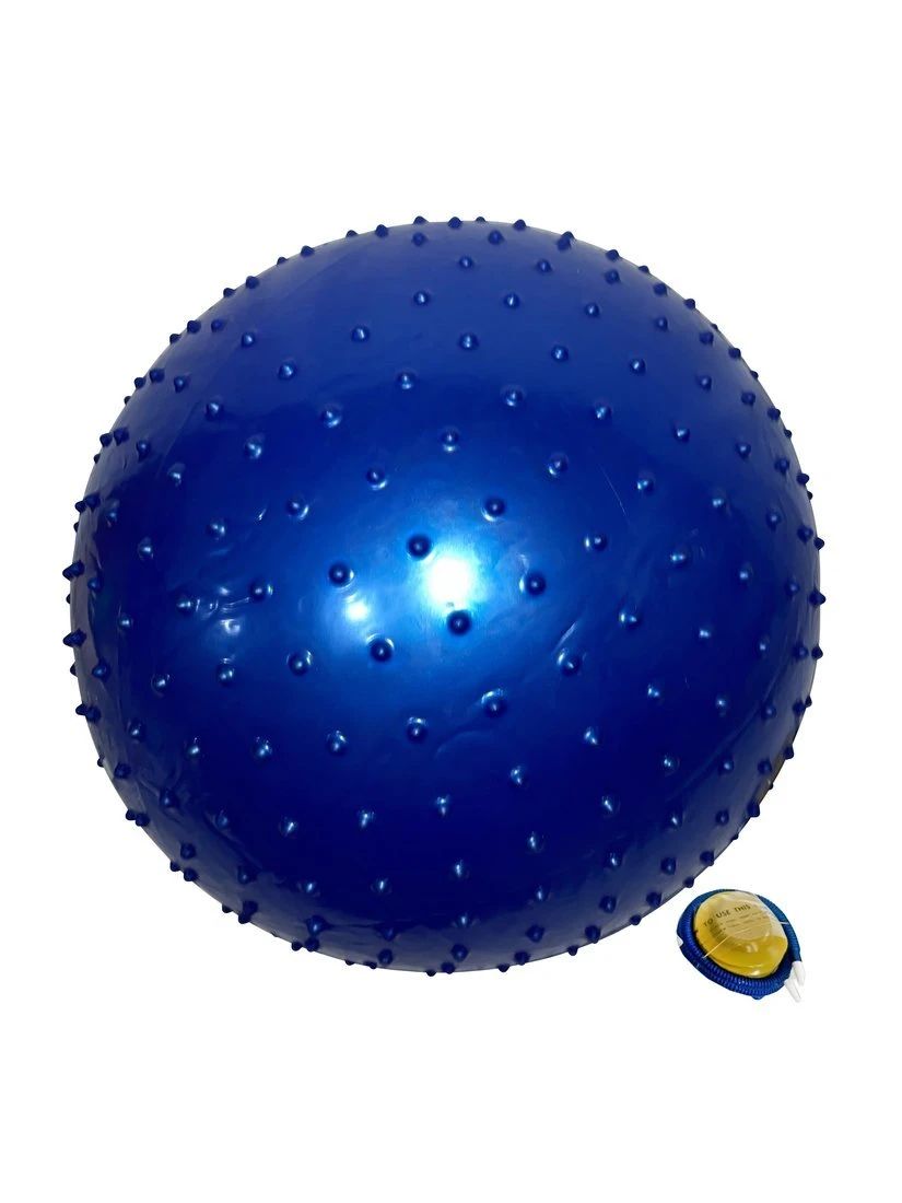 Мяч Фитнес Х- Match 55 см. с шипами массажный, ПВХ, синий, насос в комплекте
