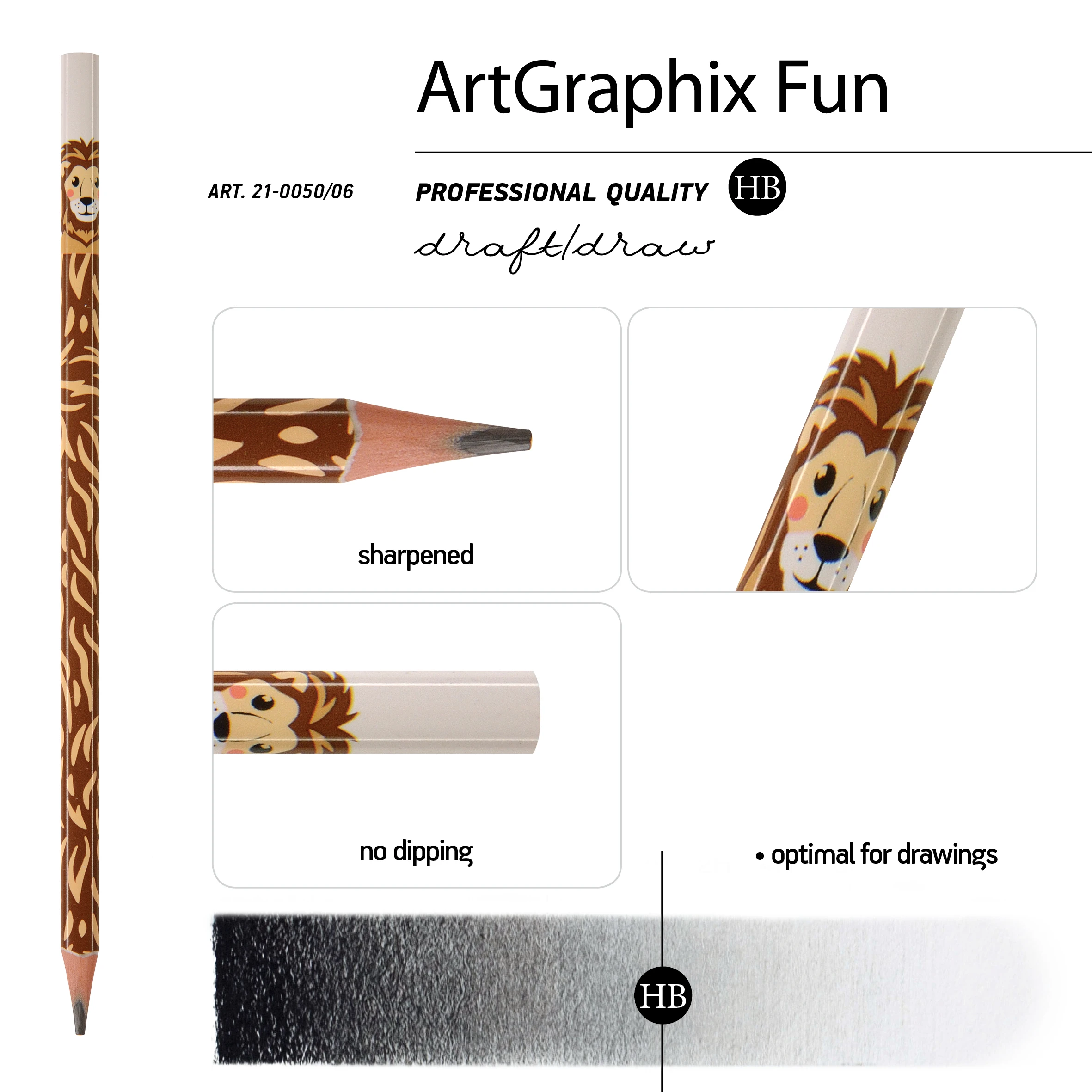 КАРАНДАШ ЧЕРНОГРАФИТОВЫЙ "ArtGraphix. Fun. Лев" НВ (пластиковый