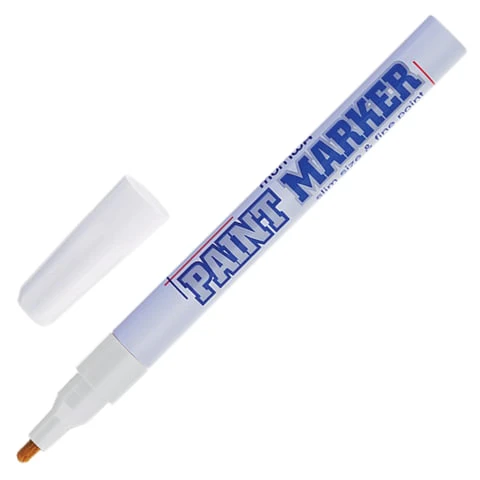 Маркер-краска лаковый (paint marker) MUNHWA "Slim", 2 мм, БЕЛЫЙ,