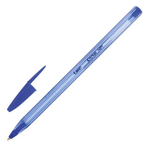 Ручка шариковая масляная BIC "Cristal Soft", СИНЯЯ, корпус