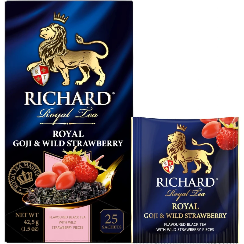 Чай Richard Royal Goji & Wild Strawberry, черный, ароматизированный, 25шт/уп