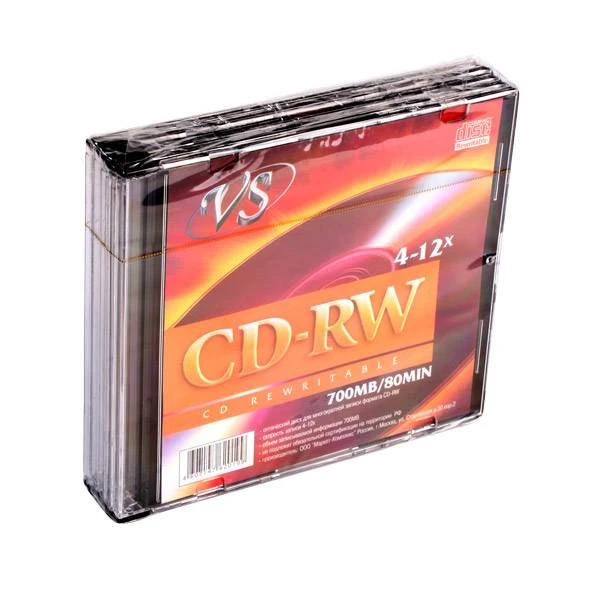 Диск CD-RW VS 700 Мб 4-12х slim/5 №VSCDRWSL501