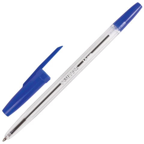 Ручка шариковая BRAUBERG "Line", СИНЯЯ, корпус прозрачный, узел 1 мм,