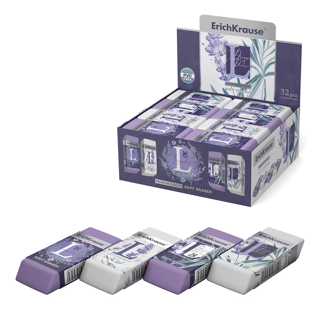 Ластик ErichKrause® Lavender (в коробке по 32 штуки)