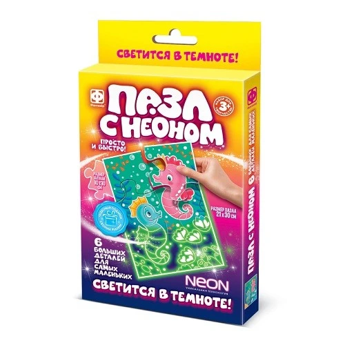 349024 Пазлы с неоном Морские коньки