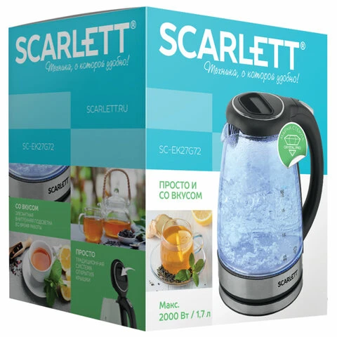 Чайник SCARLETT SC-EK27G72, 1,7 л, 2000 Вт, закрытый нагревательный элемент, Чайник SCARLETT SC-EK27G72, 1,7 л, 2000 Вт, закрытый нагревательный элемент,