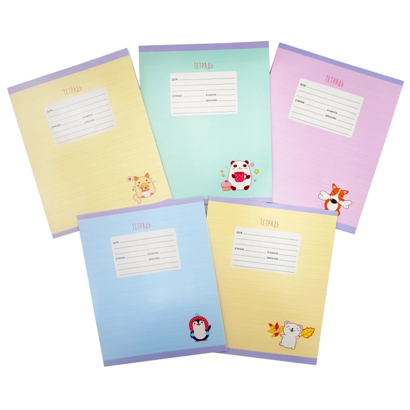 Тетрадь школьная А5,12л,узкая линия обл.мел.карт.Милашки 5диз ТЛУ127030 Тетрадь школьная А5,12л,узкая линия обл.мел.карт.Милашки 5диз ТЛУ127030
