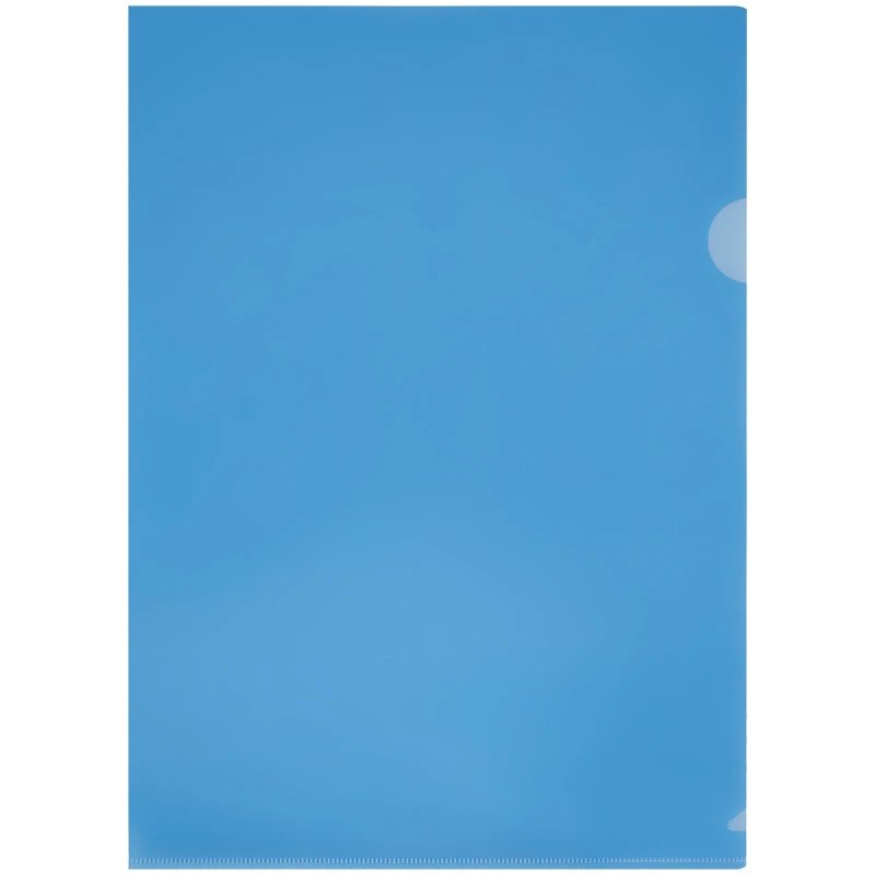 Папка-уголок СТАММ, А4, 150мкм, прозрачная, синяя
