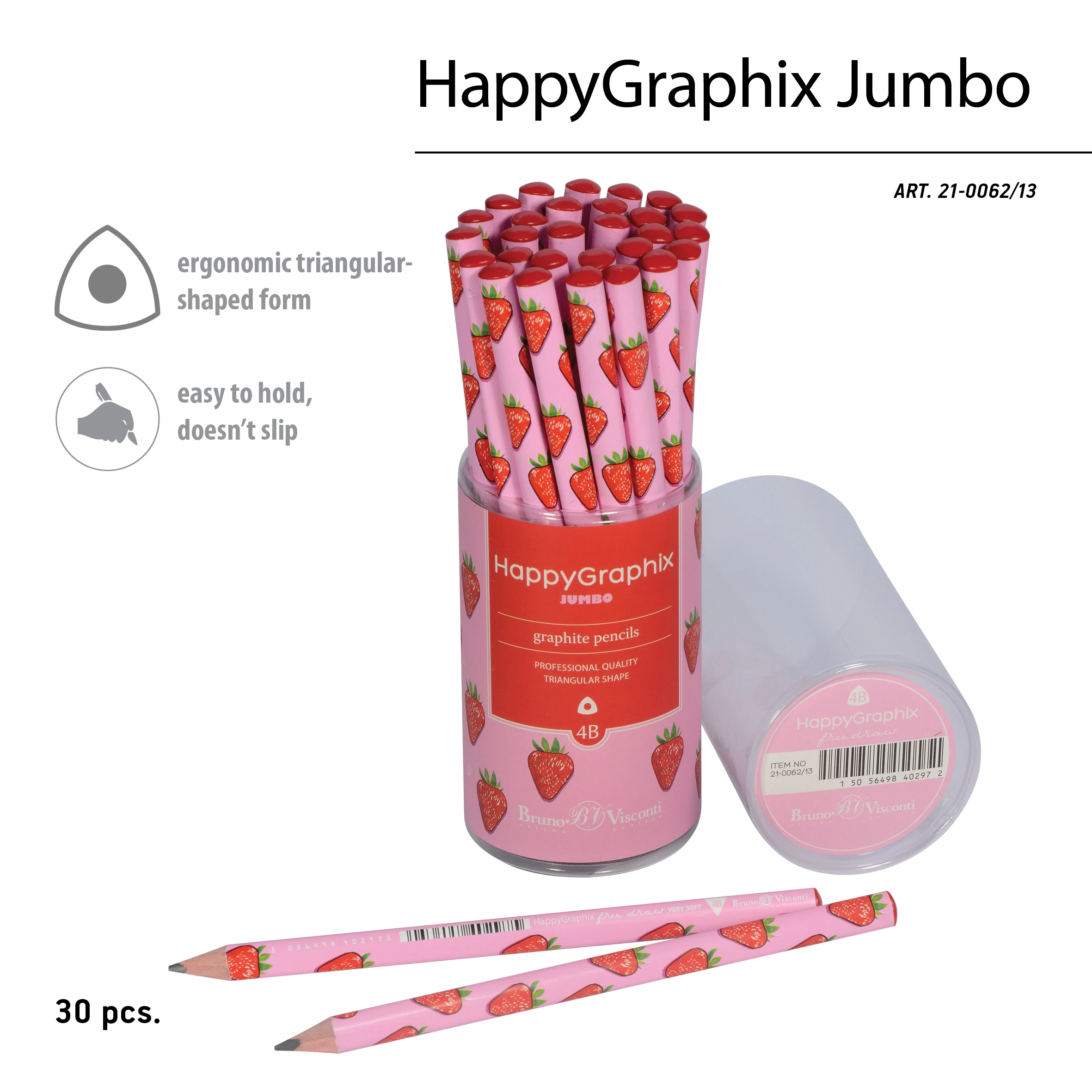 КАРАНДАШ ЧЕРНОГРАФИТОВЫЙ "HappyGraphix Jumbo. Ягоды. Графика.