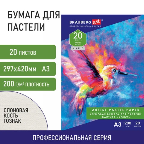 Папка для пастели БОЛЬШОГО ФОРМАТА (297х420 мм) А3, 20 л., тонированная бумага