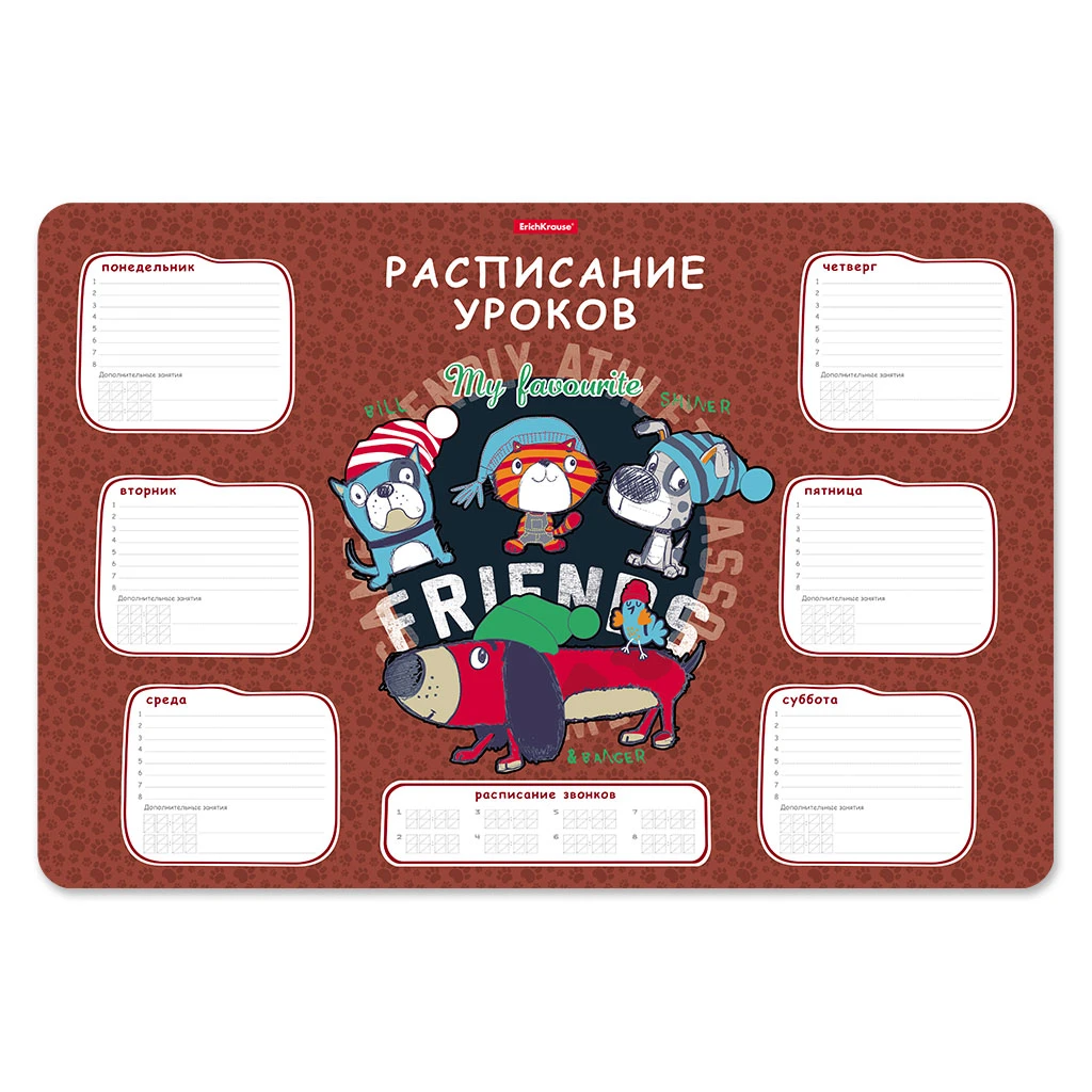 Расписание уроков пластиковое Erich Krause® Adventure Friends, А3