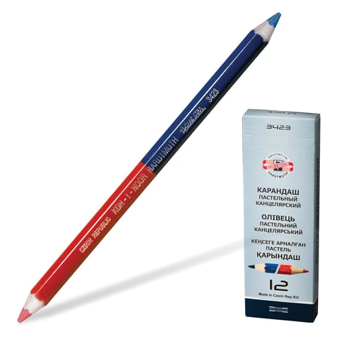 Карандаш двухцветный утолщённый KOH-I-NOOR, 1 шт., красно-синий, грифель 3,8 мм,