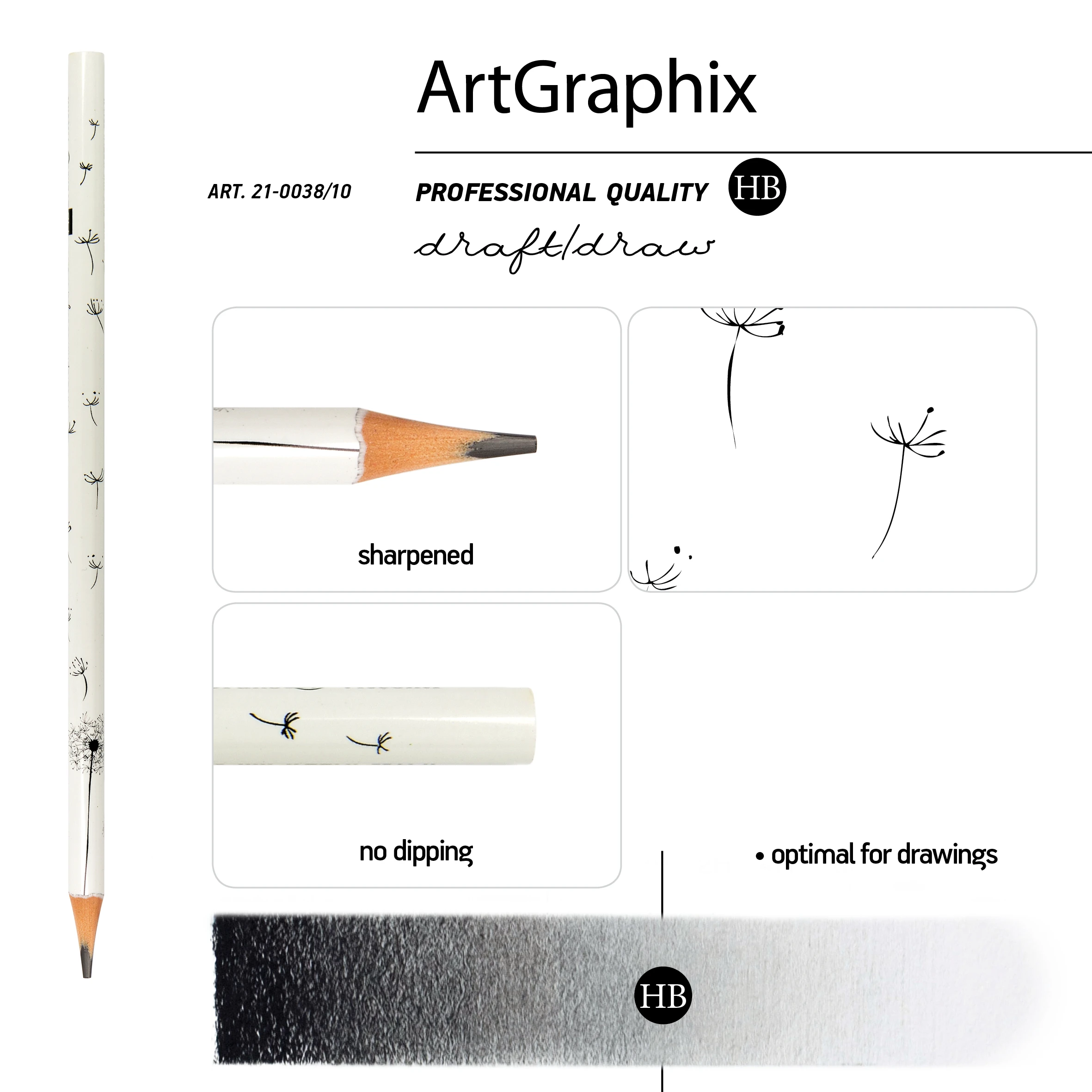 КАРАНДАШ ЧЕРНОГРАФИТОВЫЙ "ArtGraphix. Одуванчики" НВ (пластиковый