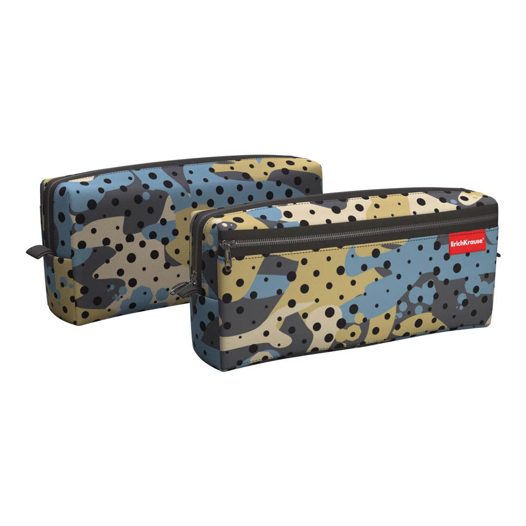 Пенал квадро с двумя отделениями Erich Krause 210x100x50мм Dots vs Camo