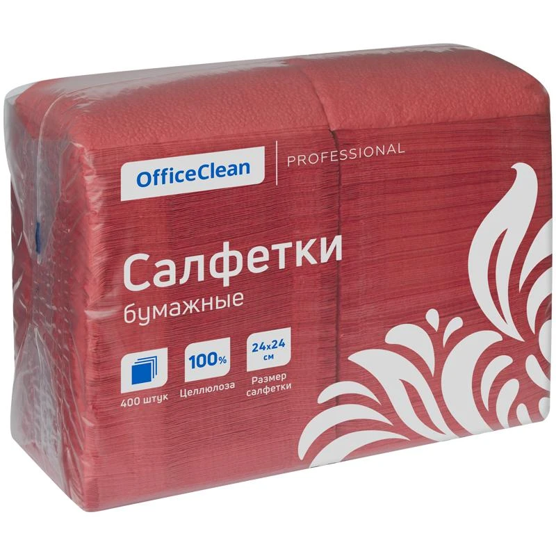 Салфетки бумажные OfficeClean "Profi Pack", 1 слойн., 24*24см,