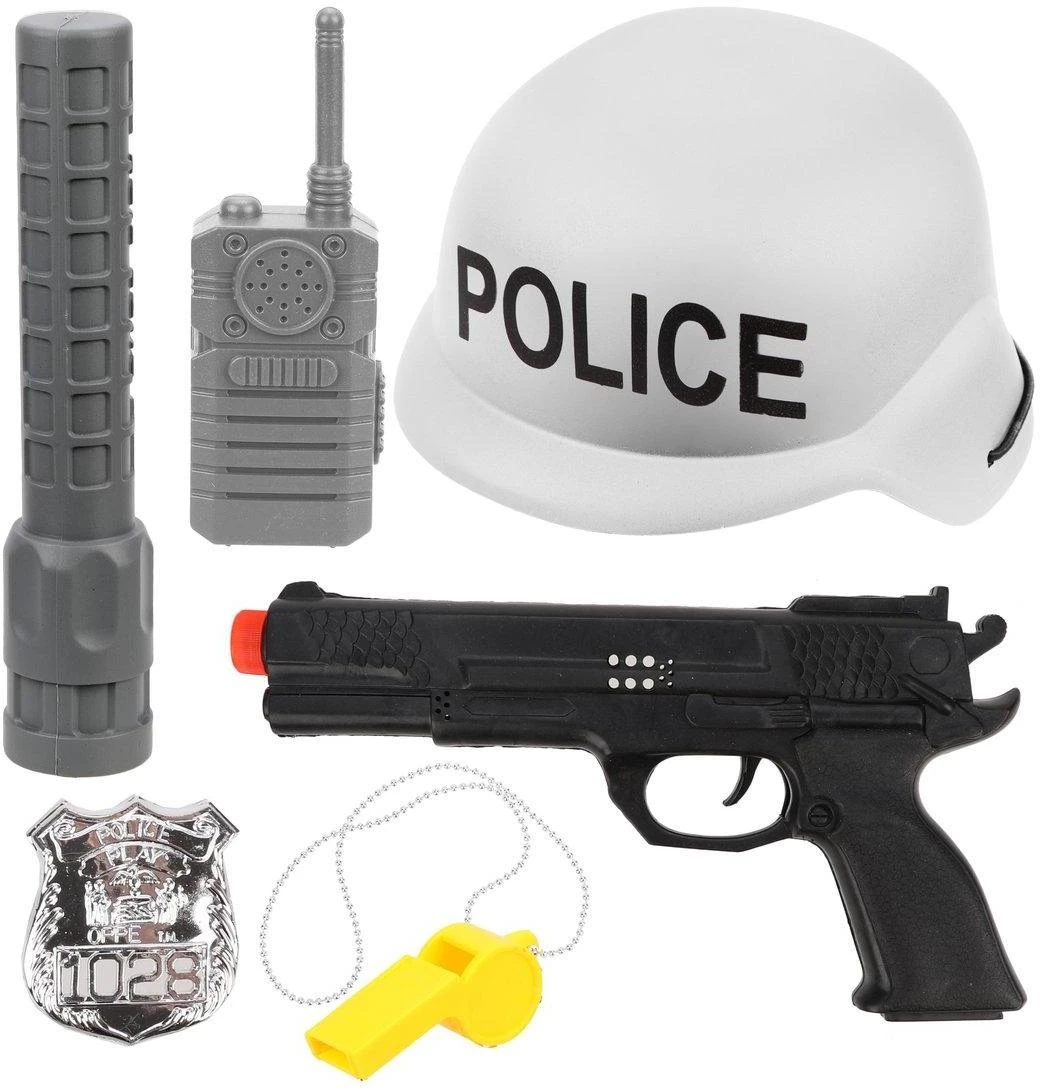 Игровой набор Полиция, пистолет, значок, рация, фонарик, каска