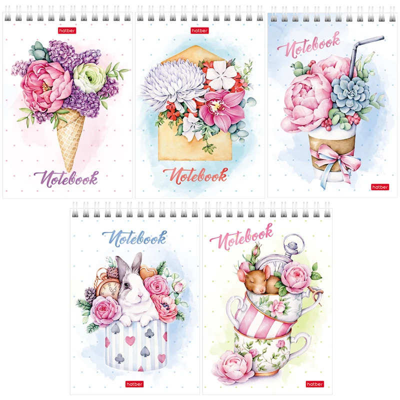 Блокнот А6 80л. на гребне Hatber "Нежная акварель"