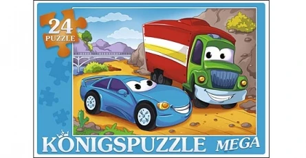 Konigspuzzle. МЕГА-ПАЗЛЫ 24 элемента. ВЕСЁЛЫЙ ТРАНСПОРТ (Арт. ПК24-5876)