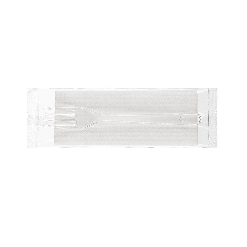 Комплект вилка прозр. 180мм ПС+ салфетка белая 1-сл. 400шт/кор (4601в)