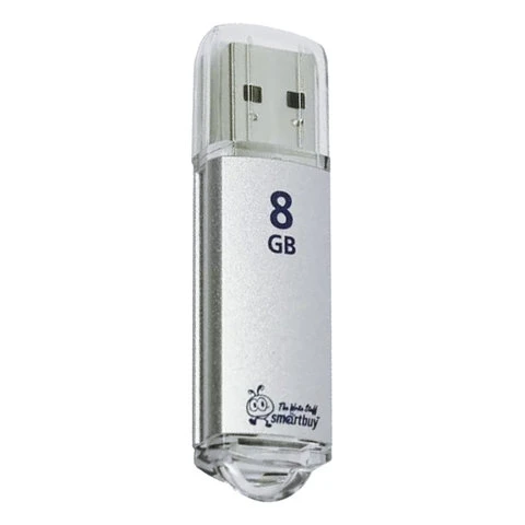 Флэш-диск 8 GB, SMARTBUY V-Cut, USB 2.0, металлический корпус, серебристый,