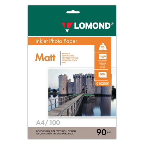 Фотобумага LOMOND для струйной печати, A4, 90 г/м2, 100 л., односторонняя