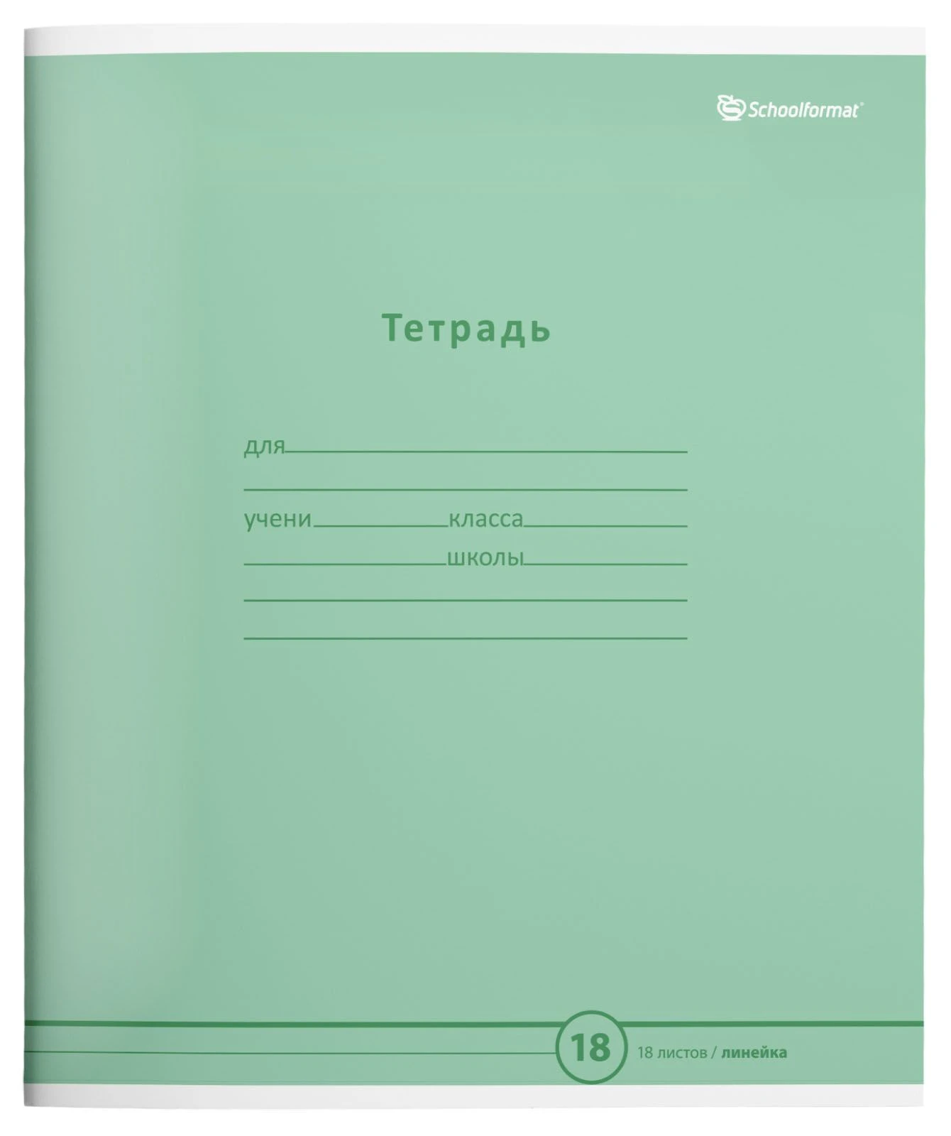 Комплект тетрадей 18 листов, в линию, ПАСТЕЛЬНО-ЗЕЛЕНАЯ мел. карт. ВД-лак, 20