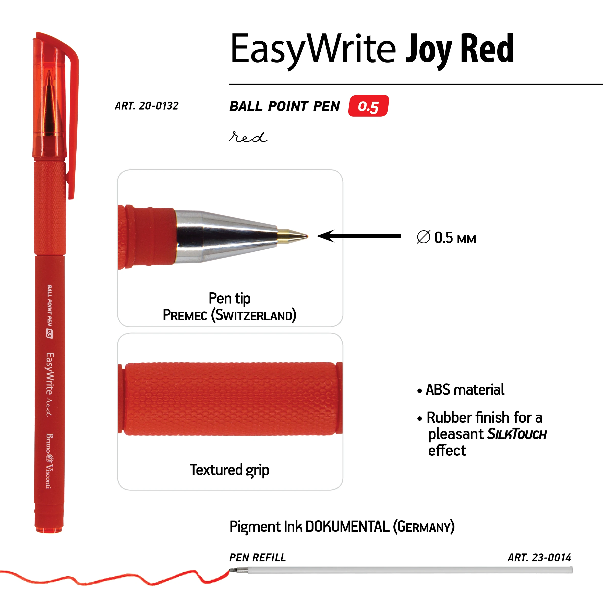 РУЧКА "EasyWrite.Red" ШАРИКОВАЯ 0.5 ММ, КРАСНАЯ