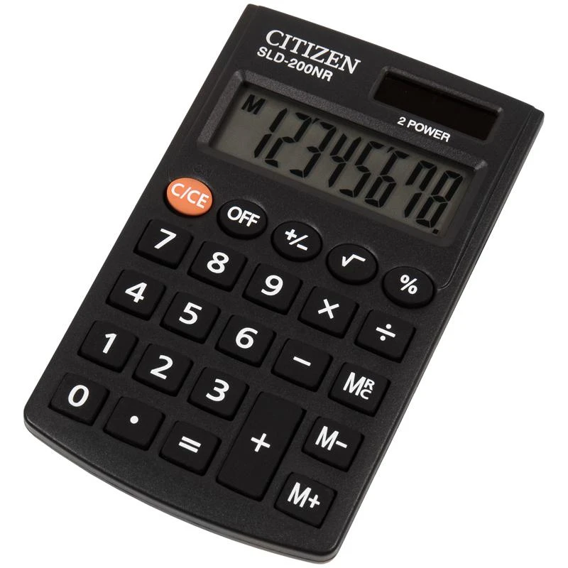 Калькулятор карманный Citizen SLD-200NR, 8 разр., двойное питание, 62*98*10мм,