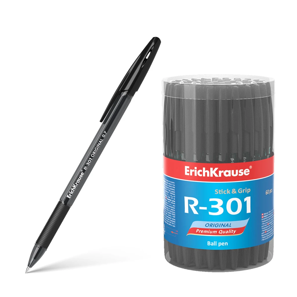 Ручка шариковая Erich Krause® R-301 Original Stick&Grip 0.7, цвет чернил черный