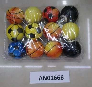 Мяч мягкий ППУ 5 см "Баскетбол, футбол, бильярд" (12 шт. в упаковке)