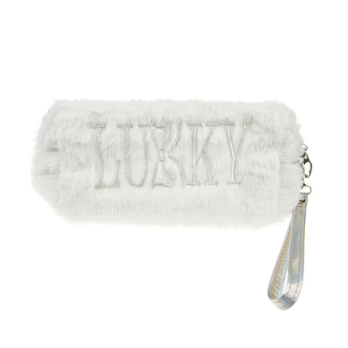 Lukky косметичка плюш. объемная с лого LUKKY, белая, 18х10 см, пакет, бирка