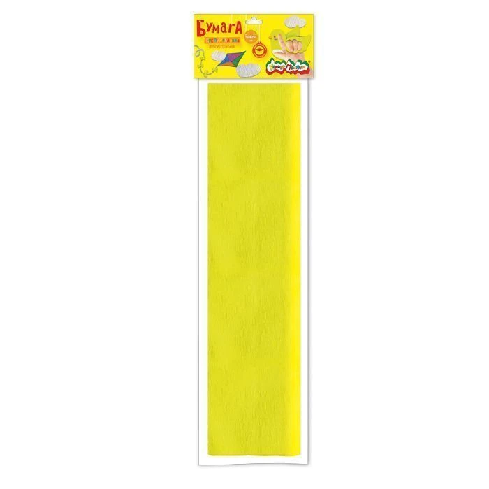 Бумага цветная, крепированная флуор. Каляка-Маляка 50х250 см., 1 цвет, желтая.