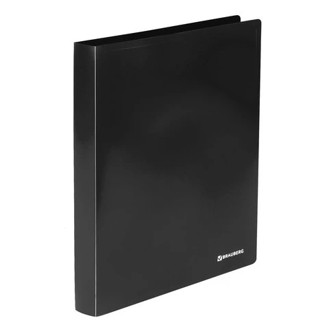 Папка на 2 кольцах BRAUBERG "Office", 32 мм, черная, до 250 листов,