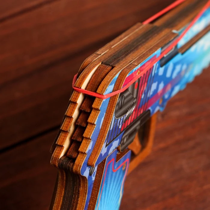 Сувенир деревянный "Пистолет-резинкострел" голубой Сувенир деревянный "Пистолет-резинкострел" голубой